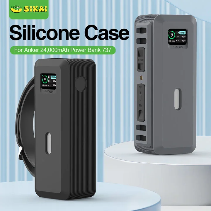 Capa de silicone para anker 737 power bank 140w 24000mah powercore carregador tf/sim cartão pino armazenamento transporte caso de viagem saco de armazenamento