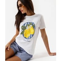 camiseta feminina de algodão estampada off white - 1