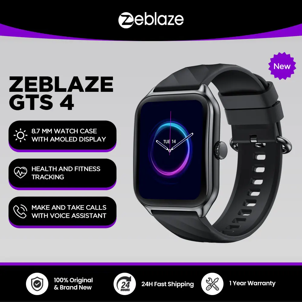 Zeblaze gts 4 chamada de voz relógio inteligente 1.94 "hd amoled display 100 + modos esportivos freqüência cardíaca spo2 monitoramento saúde smartwatch