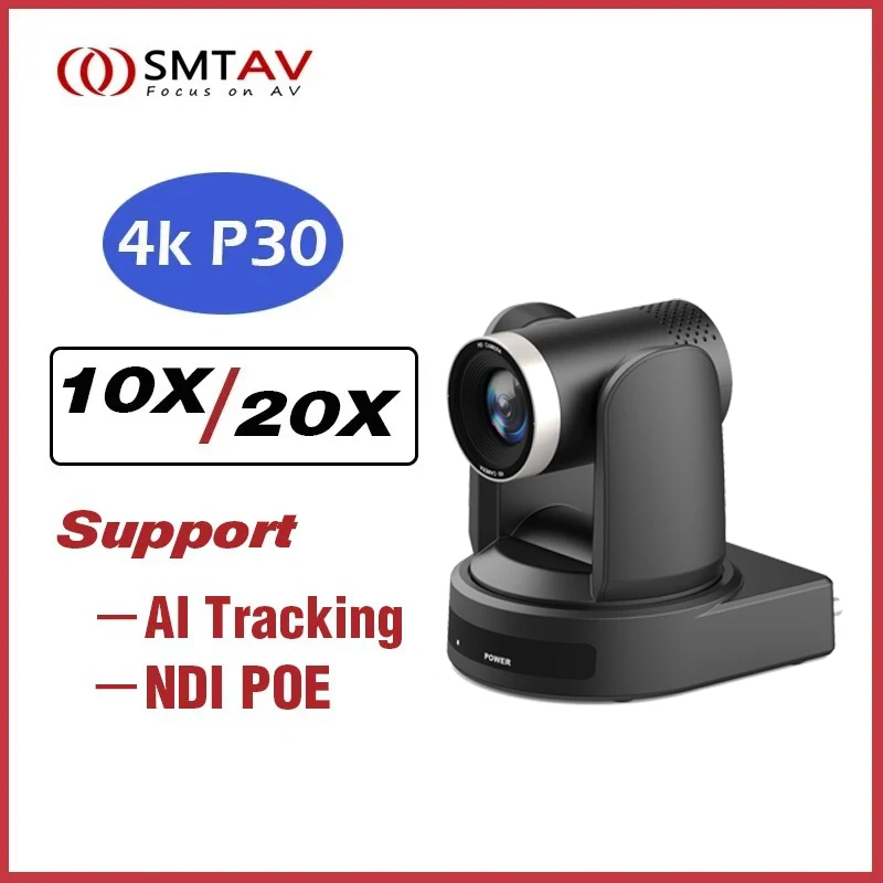 SMTAV 1080P 4K SDI PTZ Câmera 10X 20X Zoom HDMI IP Câmera de transmissão ao vivo Suporte POE Câmera de conferência para reuniões de igreja