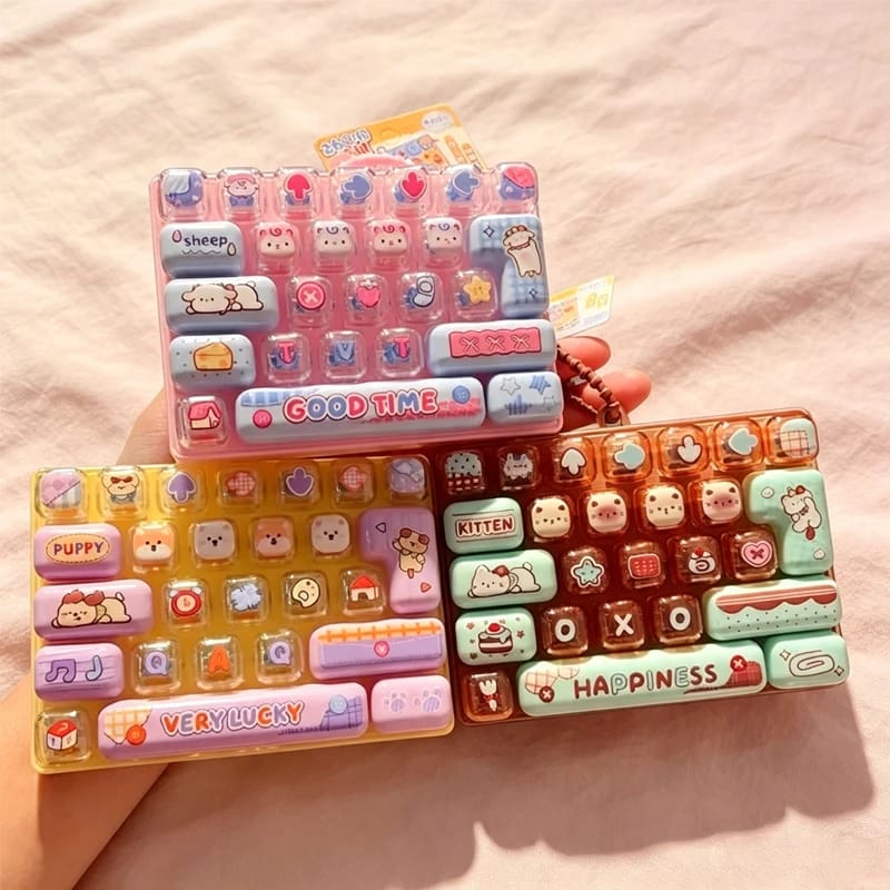 26Grid Keycap Clicker Anti Stress Fidget /; Chaveiro de Teclado com Botão de Descompressão, Desenho Animado, Relaxante para as Mãos, Lembrancinha de Festa, Presente 26구 키캡 키링