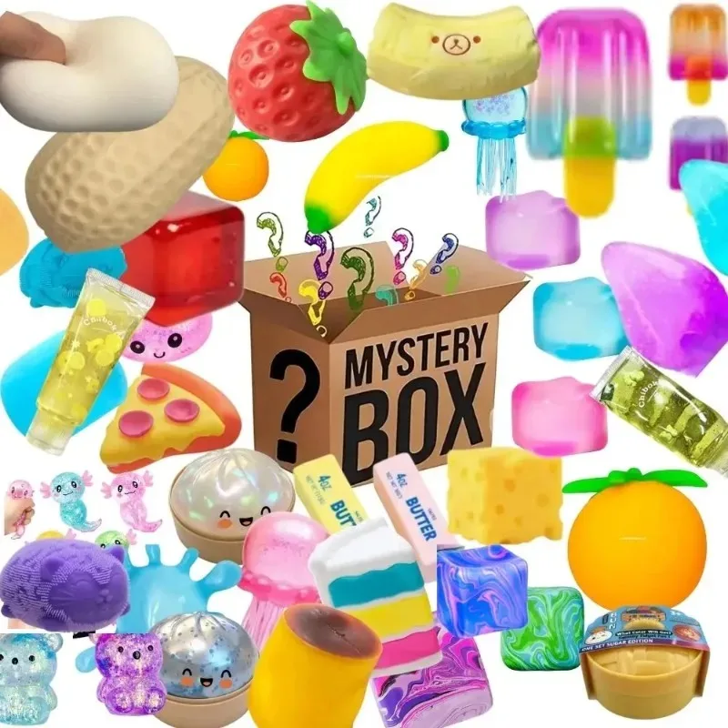# Caixa Surpresa com Mais de 200 Peças: Brinquedos Divertidos e Antiestresse, Figuras Squishy Sortidas, Caixa Misteriosa e Surpresa para Alívio do Estresse